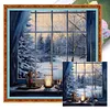 Window Snow Scene - 11CT Stamped Cross Stitch 50*50cm/19.69*19.69in