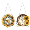 2Pcs Diamond Painting Ornament with Clock Function Hanging Clock Art Craft Decor
