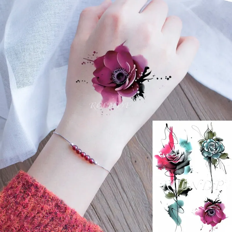 Waterproof Temporary Tattoo Sticker Sexy Thigh Love Sick English Words Gothic Water Transfer Fake Tatto Flash Tatoo for Women