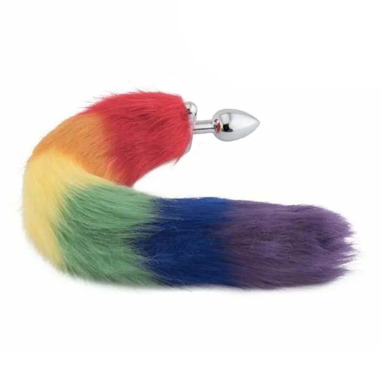 Rainbow Fox Shapeable Metal Tail Plug, 18