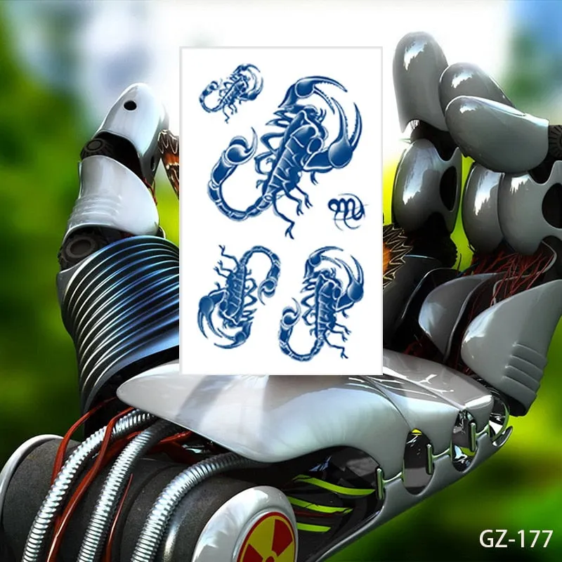 Temporary Tattoos Stickers Geometry Flower Snake Scorpion Juice Ink Lasting Waterproof Arm Chest Waist Hip Realistic Fake Tatoo