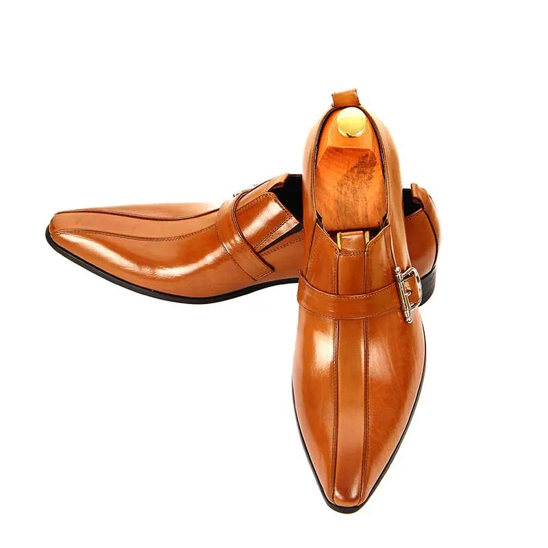 European Style Mens Buckle Dress Shoes - Split-Toe