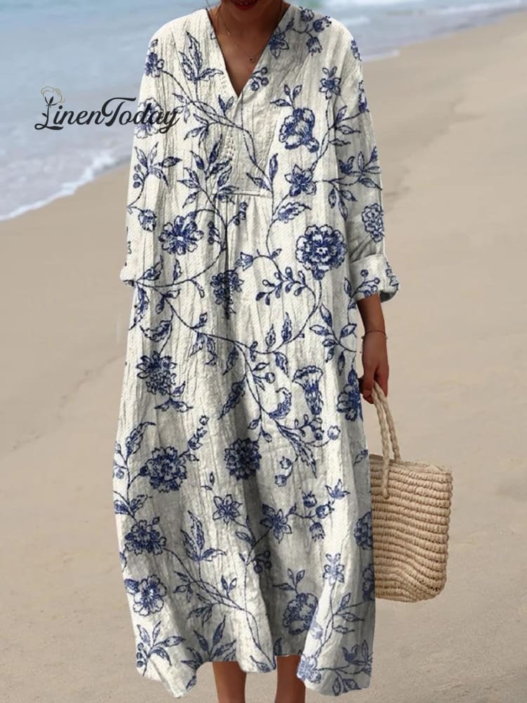 Women&rsquo;s Vintage Lovely Floral Art Print Flowy Dress Multicolor / S