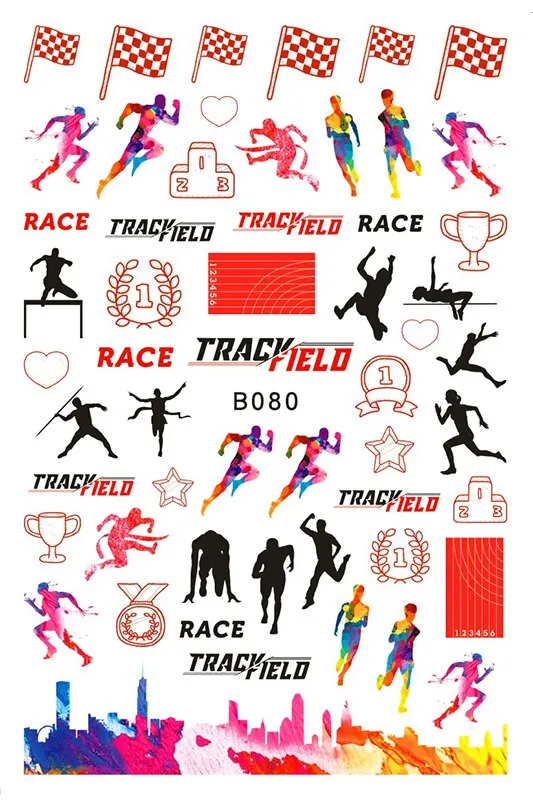 3D Sport Nail Art Sticker Cartoon Constellation Nail Decals Manicure Gymnastics Back Glue Sticker for Nails Decoration