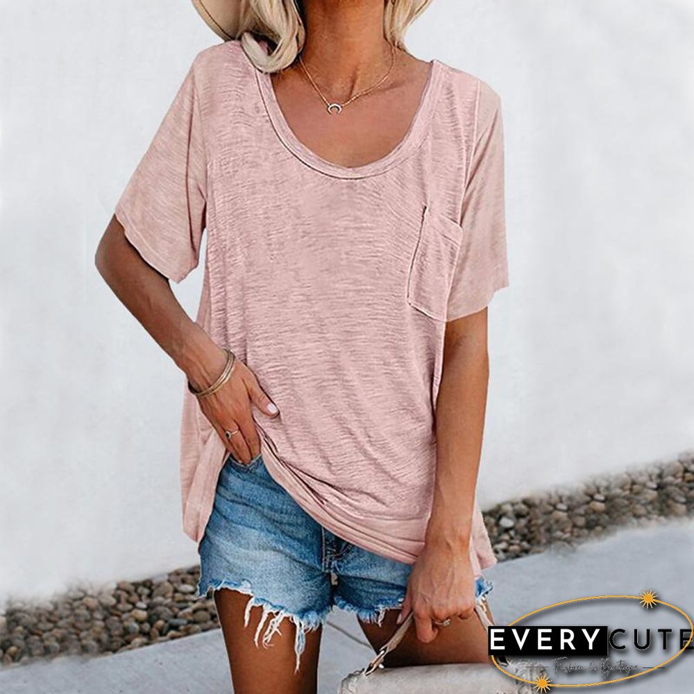 Solid Color Casual Short Sleeve T-Shirt
