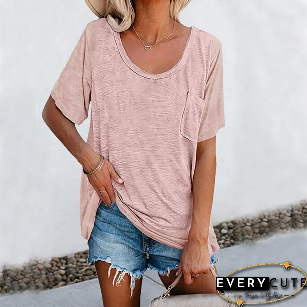 Solid Color Casual Short Sleeve T-Shirt