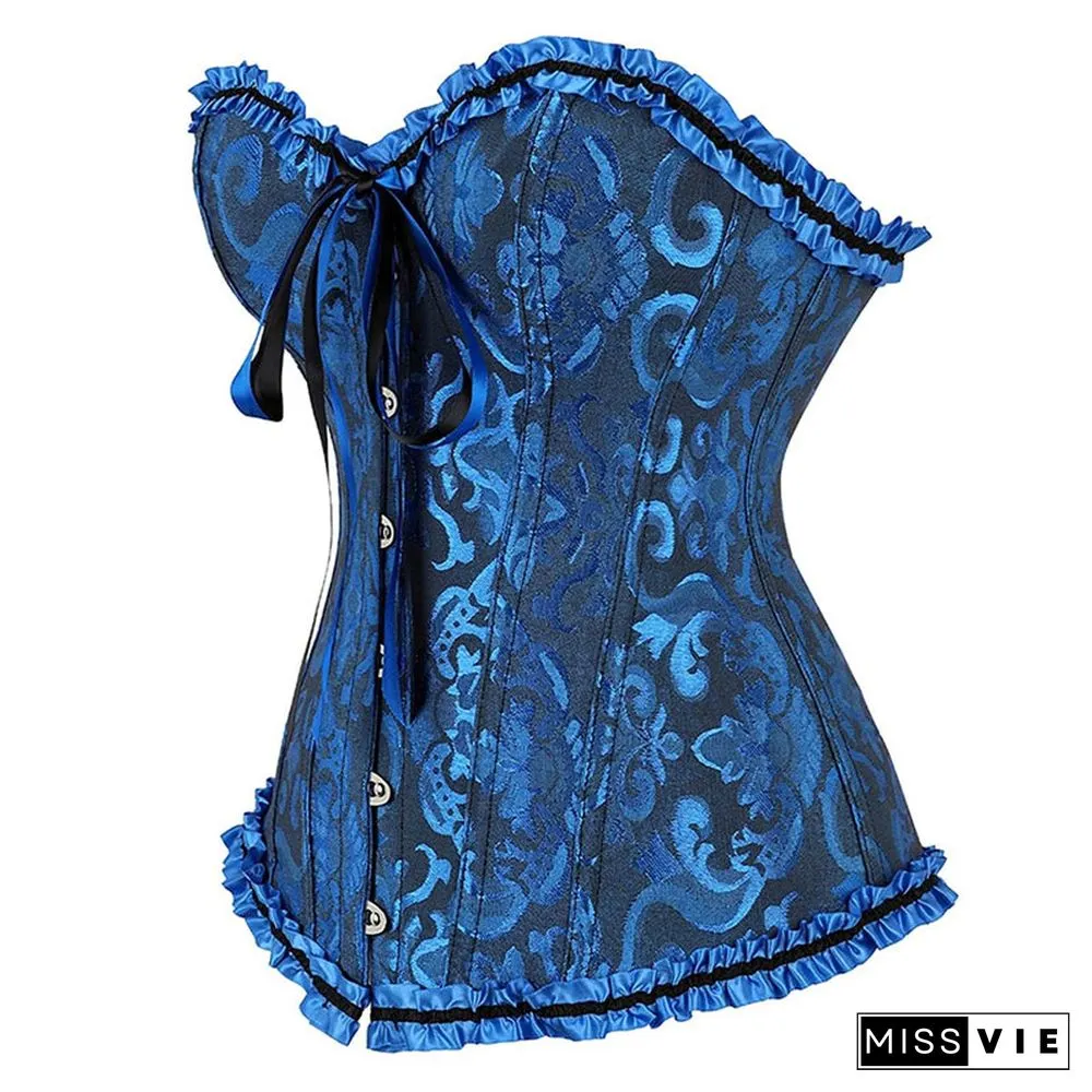 Button Front Bow-knot Sexy Corset Tops