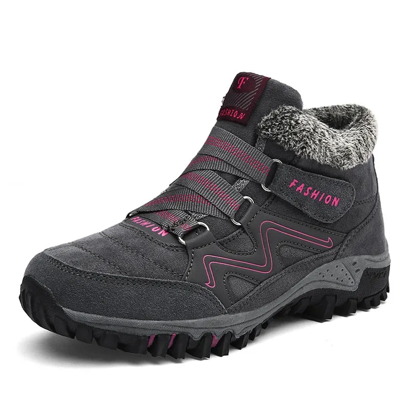 LUFUMA Winter Men Boots with Fur 2022 Warm Leather Snow Boots Men Winter Work Casual Shoes Sneakers High Top Rubber Ankle Boots