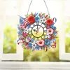(US Local)Acrylic Special Shape Independence Day Wreath 5D Diamond Painting Clock