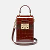 American High Gloss Crocodile Skin Women's Bag Lady Mobile Phone Bag 2023 New Genuine Leather Fashion Versatile Shoulder Bag 45