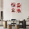 4Pcs Fruits Rouges Et Fleur Rouge-Peinture Diamant En Forme Sp&eacute;ciale-30*30CM
