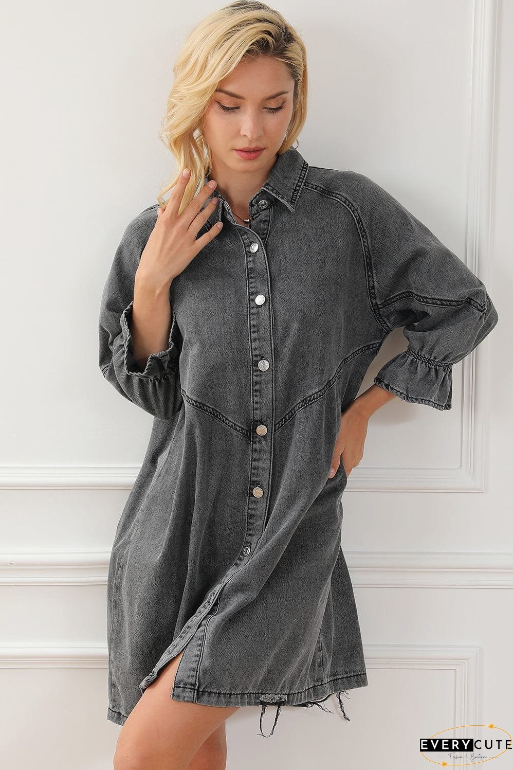 Drop Shoulder Denim Dress