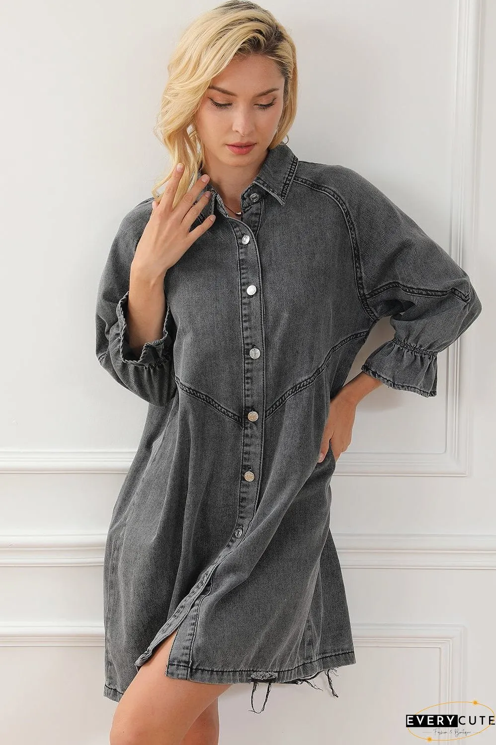 Drop Shoulder Denim Dress