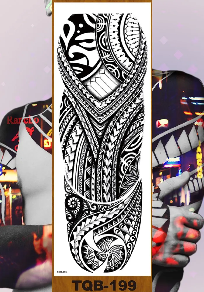 Full Flower Arm Temporary Sexy Tattoo Sticker Men Women Adult Girl Body Art Fake Tatoo Characters Love Confession Totem Lily DIY