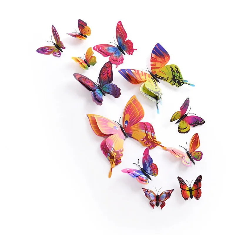 12pcs Butterflies Wall Sticker Decals Stickers on the wall Refrigerator Magnet Home Decorations 3D Butterfly PVC Wallpapers
