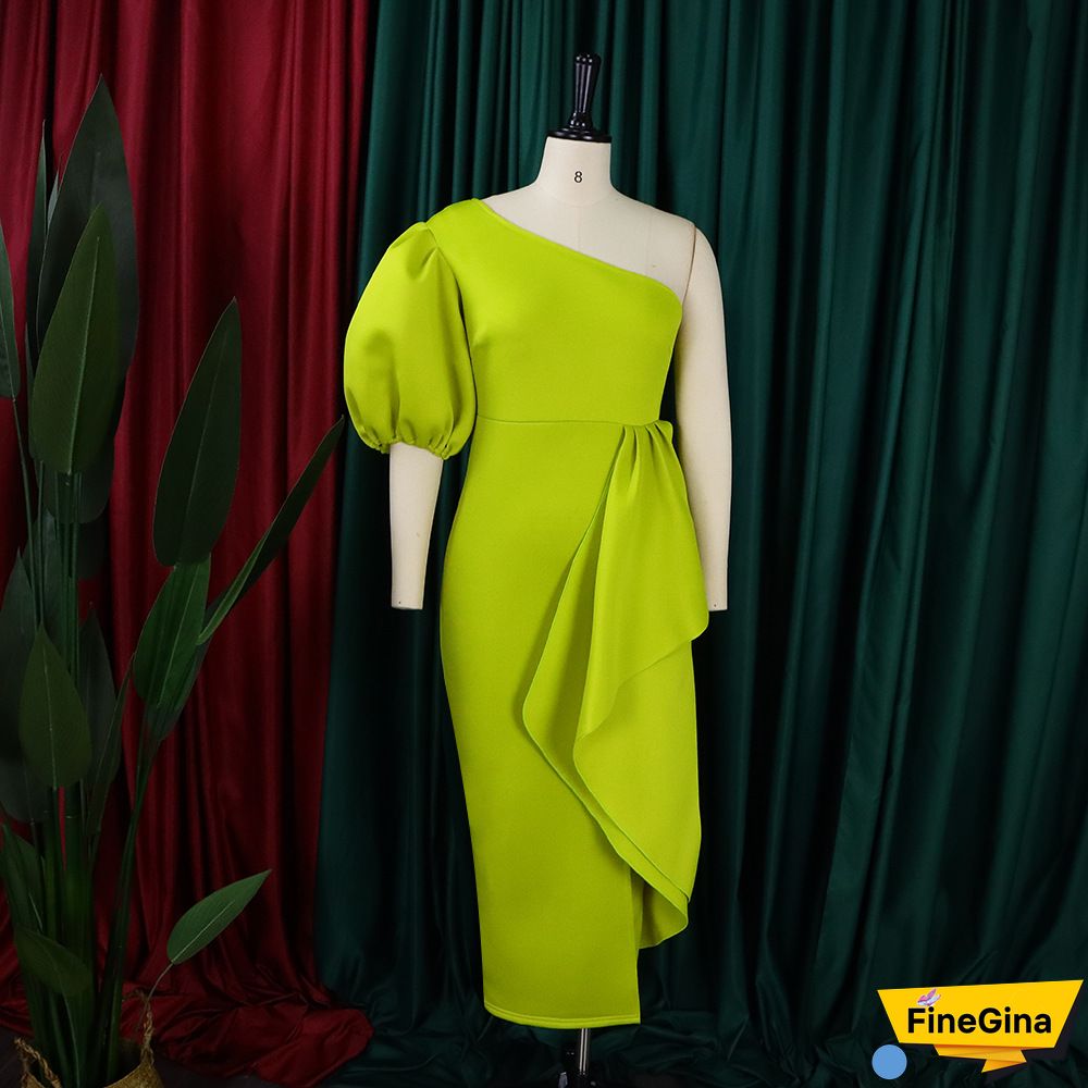 Yellow Sexy Plus Size Solid Backless Off the Shoulder Short Sleeve Dress