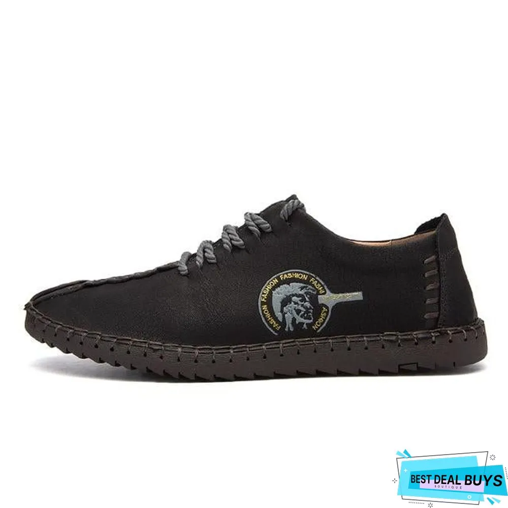 Men's Comfortable Casual Loafers Shoes Split Leather Flats Moccasins Shoes