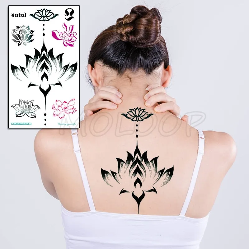 Temporary Tattoo Sticker Totem Flower Arrow Color Sexy Chest Back Fake Tatoo Waterproof Flash Tatto Body Art for Woman Girl