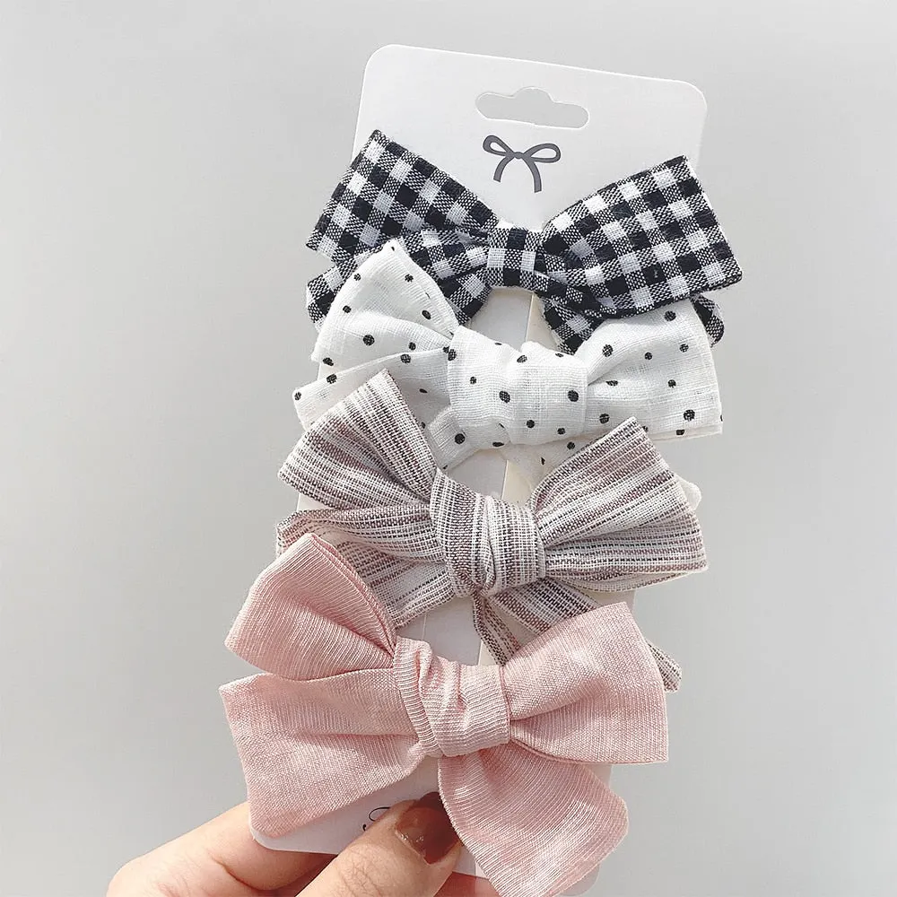 4Pcs/set 2021 New Leopard Print Hair Clips For Cute Girls BB Boutique Hairpins Bowknot Barrettes Headwear Kids Hair Acesssories