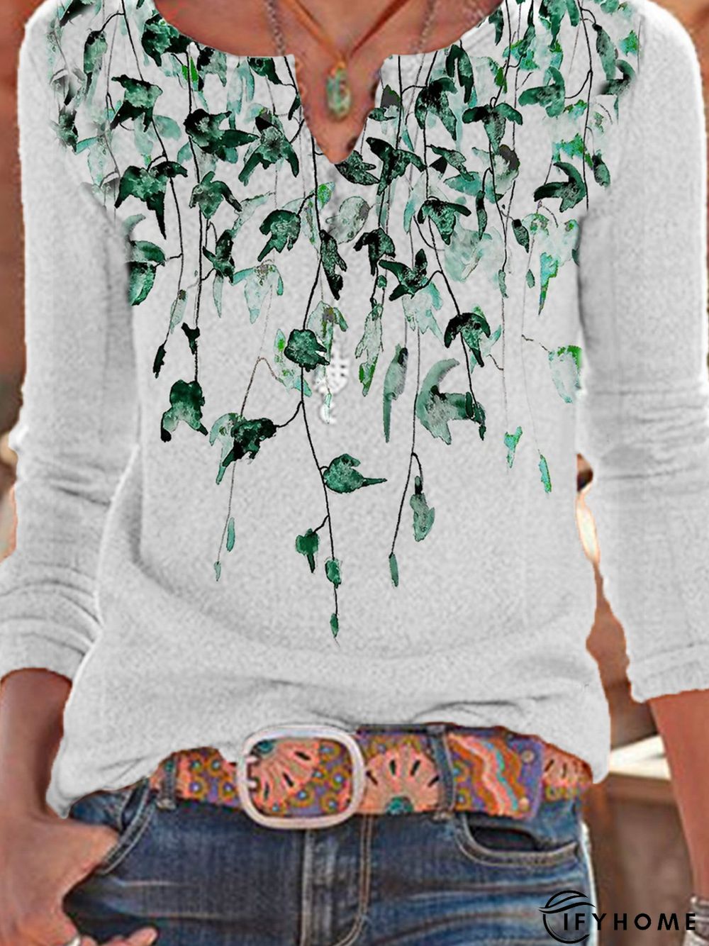 Long Sleeve Printed Shirt & Top | IFYHOME