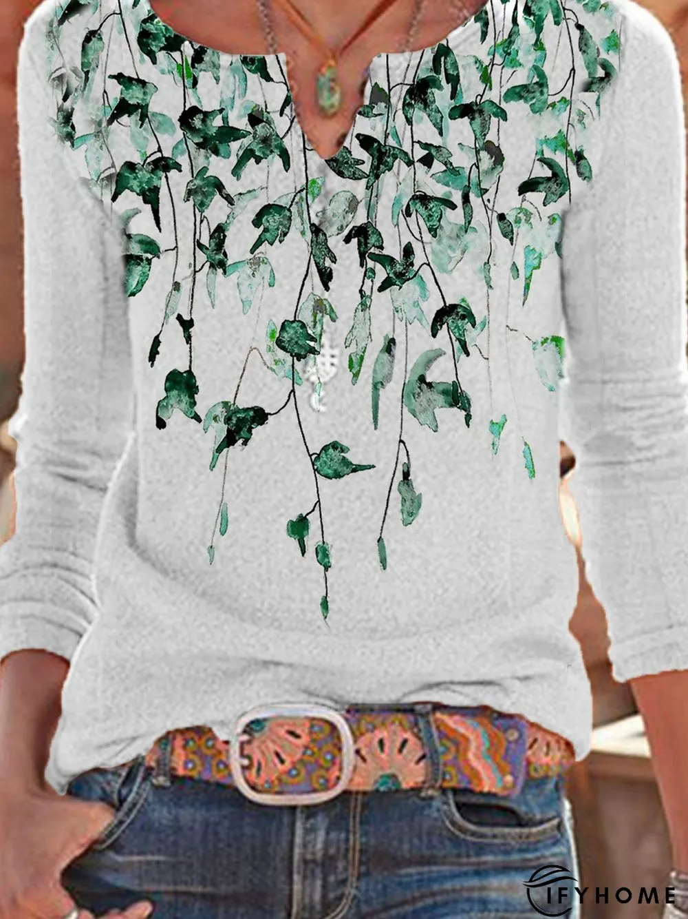 Long Sleeve Printed Shirt & Top | IFYHOME