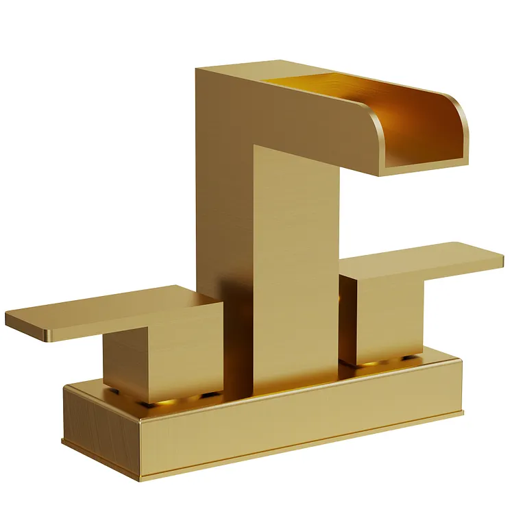 EVERSTEIN Waterfall Centerset Bathroom Sink Faucet Brushed Gold