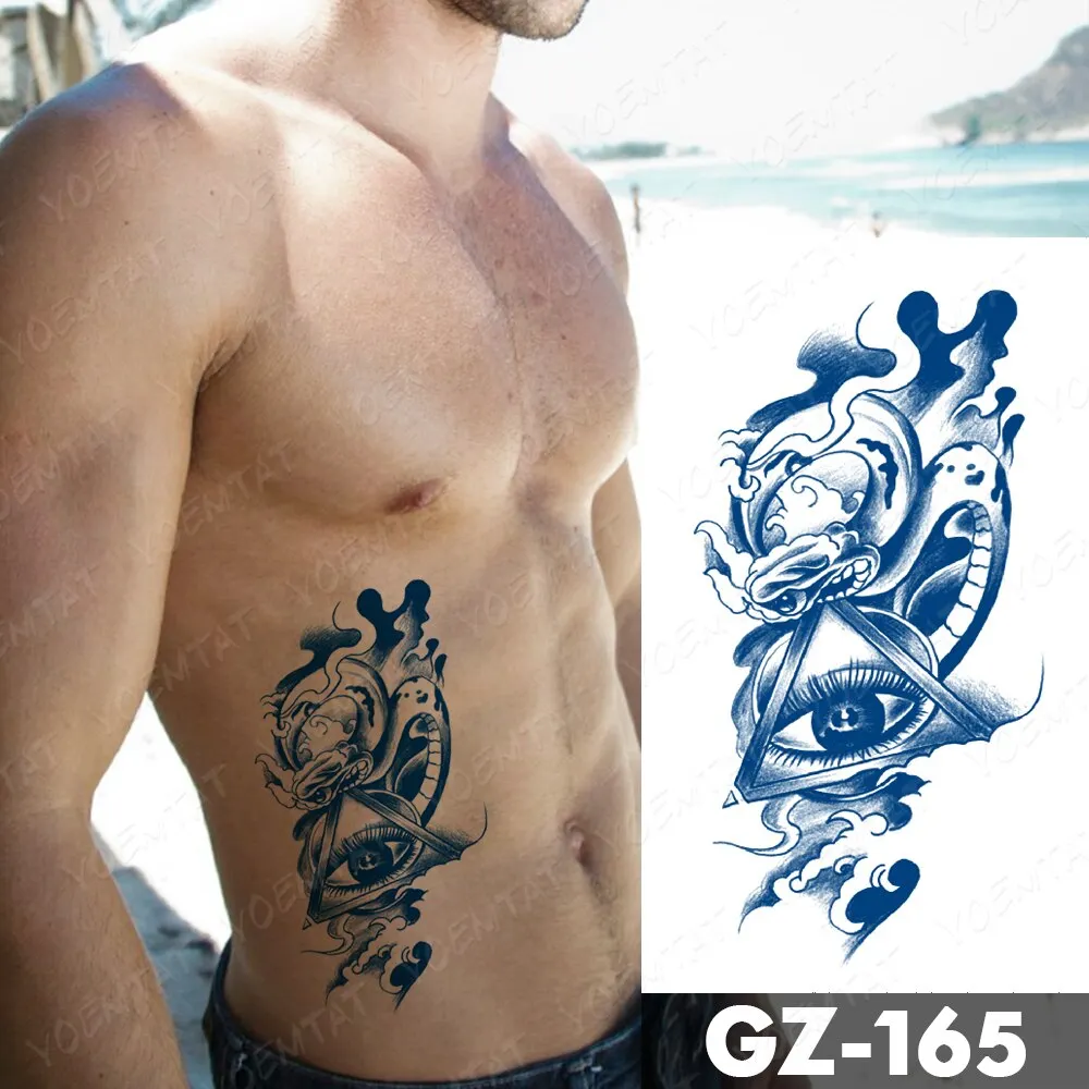 Sdrawing Lasting Ink Tattoos Body Art Waterproof Temporary Tattoo Sticker Line Dragon Tiger Totem Tatoo Arm Fake Fox Whale Tatto