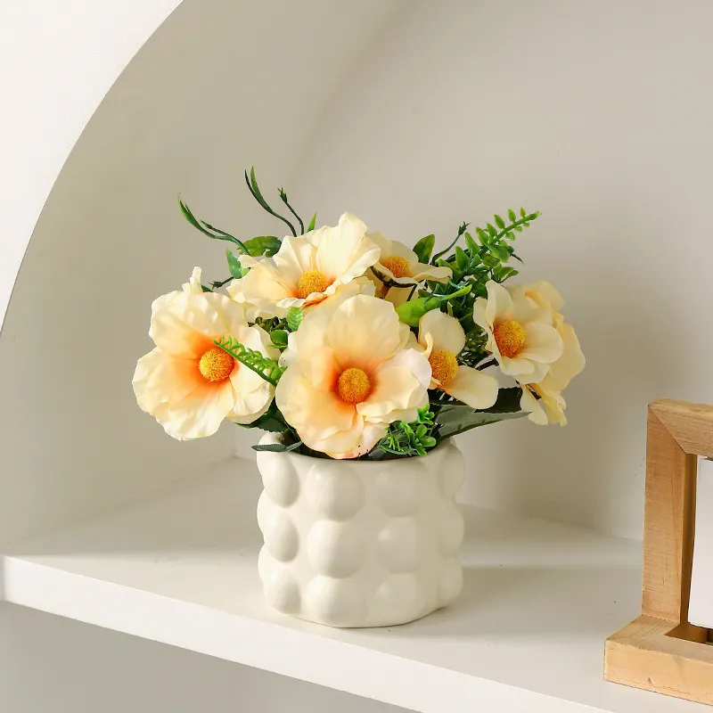 Athvotar Flower Simulation Peony Flower Decoration Living Room Dining Room Simulated Flower Green Plant Potted Plant Office Table Decoration