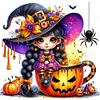 Pumpkin Witch-Partial 11CT Stamped Cross Stitch Bead Embroidery 36*36cm/14.17*14.17in