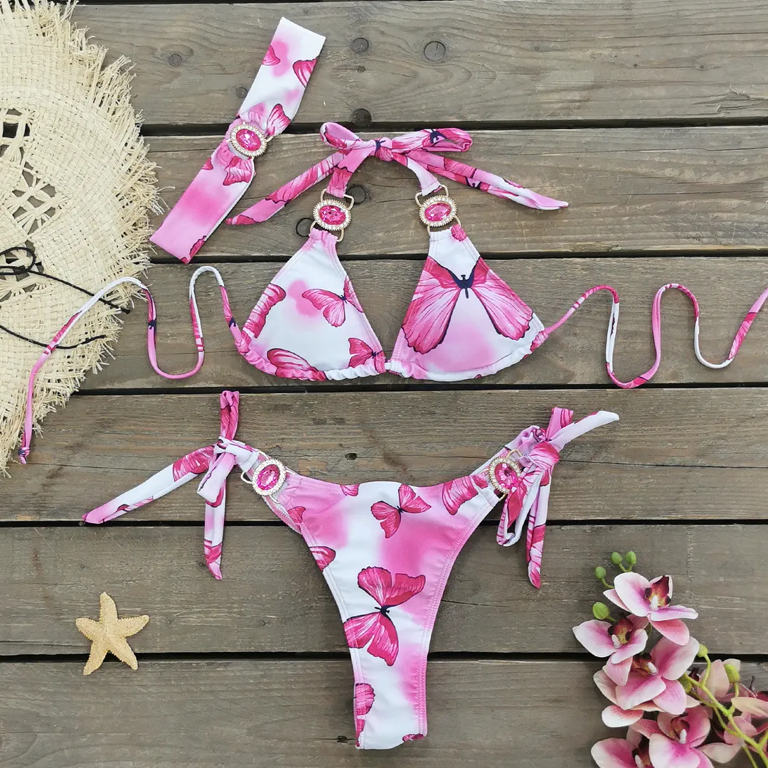Brownm Three-Point Strap Bikini Split Swimsuit Woman 2025 New Multi-Color Bikini Export