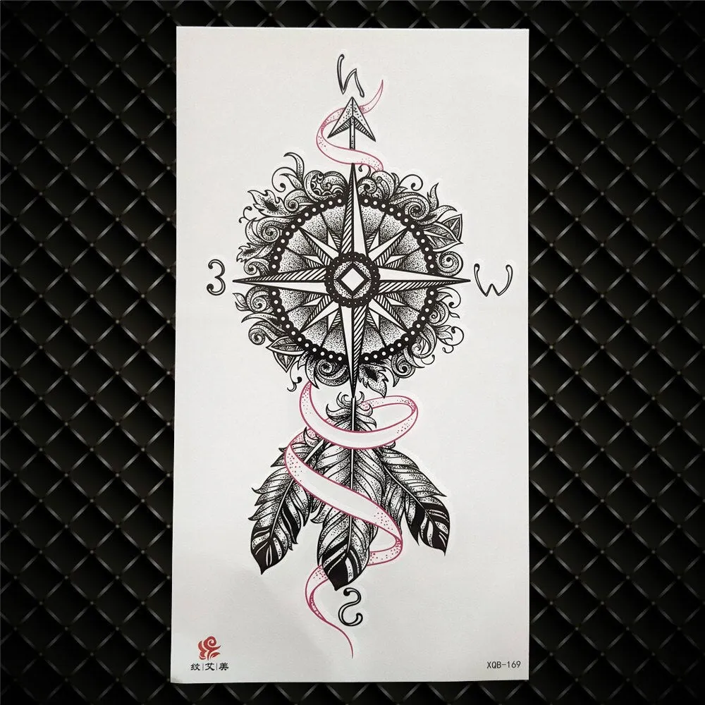 3D Skeleton Fake Temporary Tattoo For Women Men Death skull Dragon Tattoos Geometric Rose Creative Waterproof Tatoos Chest Waist