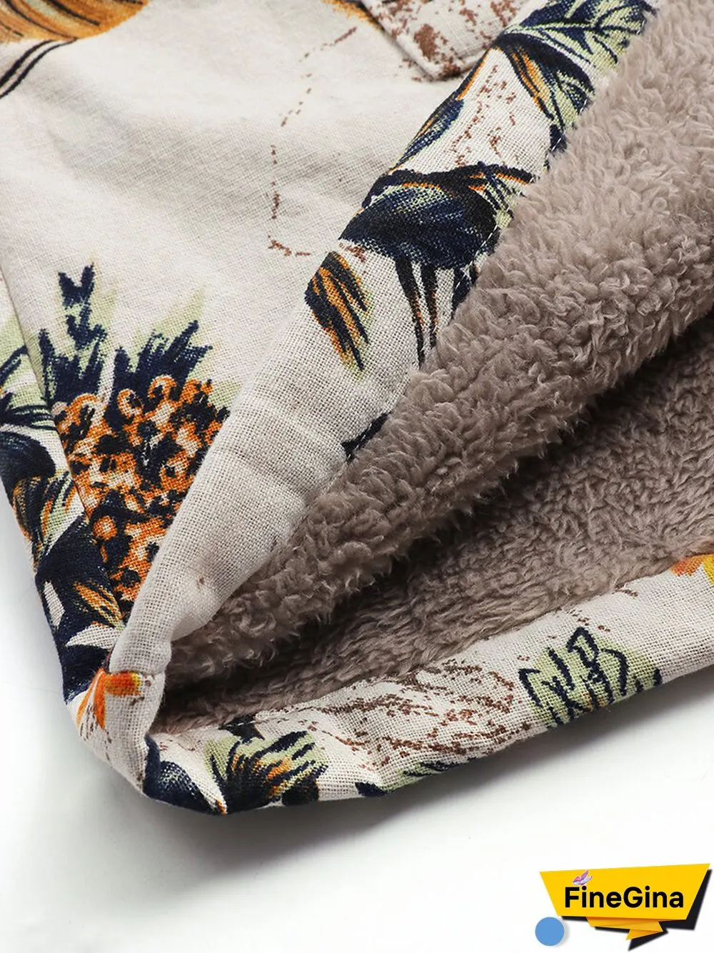 Leaves Floral Print Hooded Long Sleeve Vintage Coats