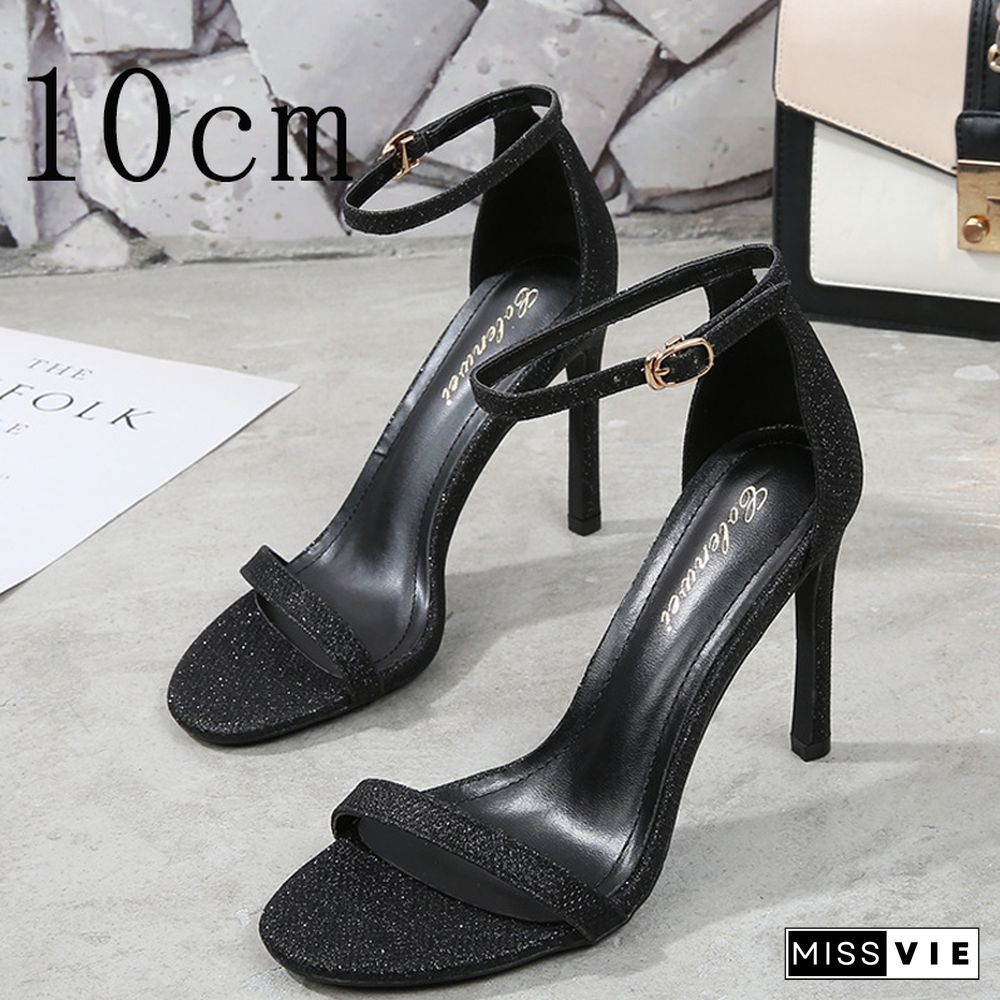 Women Sandals Shoes High Heels Leather Peep Toes Buckle Strap Woman Party Shoes Plus Size Spring Summer Fashion New