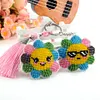 2Pcs Sunflower Bead Cross Stitch Keychain Kit Mosaic Beads Embroidery Keyrings