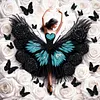 Black Butterfly Girl-Partial Special Shaped Diamond painting 30*30CM