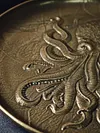 Cthulhu Brass Tray, Decorative Round Tray, Vintage Brass Tray, Storage Tray