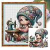 Gnome Sewing-11CT Stamped Cross Stitch 50*50cm/19.69*19.69in