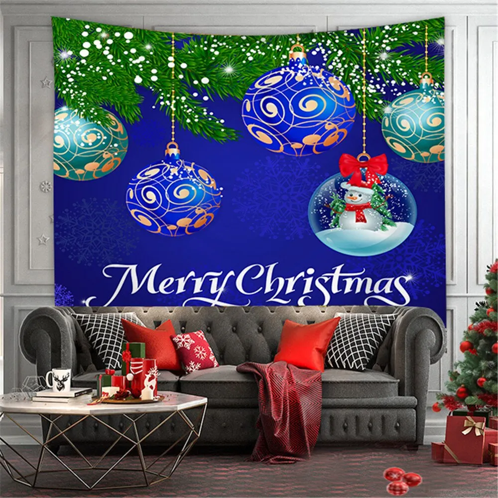 Merry Christmas Tapestry Wall Hanging Christmas Tree Fireplace Wall Cloth Tapestries Psychedelic Boho Decor Wall Tapestry Carpet