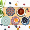 6Pcs/set Diamond Painting Wooden Mandala Coaster Cup Cushion With Holder