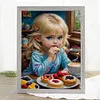 Blonde Little Girl Eating Breakfast-11CT Stamped Cross Stitch 40*55cm/15.75*21.65in