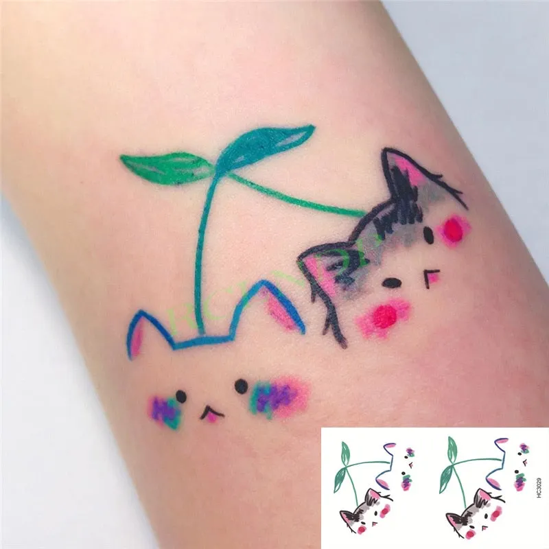 Waterproof Temporary Tattoo Sticker Cute Colorful Cartoon Bear Flash Tatoo Fake Tatto Body Art for Woman Men