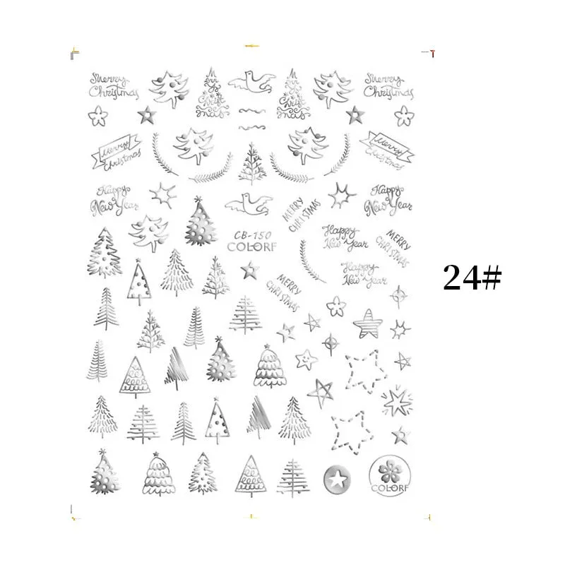 1 Sheet Christmas 5D Nail Stickers Gold And Sliver Snowflakes Transfer Nail Decals Slider Decoration For Manicuries