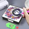 (US Local)PU Moon Flower Diamond Painting Notecard Box with 160 Sheets of Paper