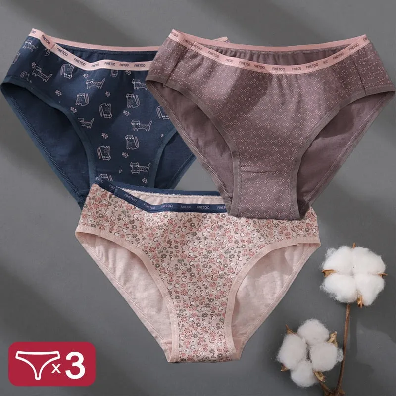 Floral Printing Panties Women Underwear Cotton Panties Set Finetoo Design Female Underpants Lingerie Sexy Pantys Briefs Intimate