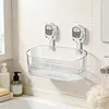 No-Drill Bathroom Suction Storage Box Reusable Multi Functional Suction Cup Shelf Detachable Transparent Storage Hanging Basket for Shampoo Conditioner Soap