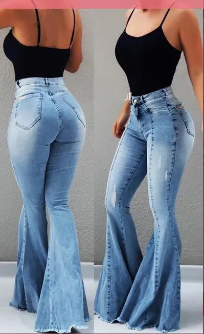 Brownm Washed Street Elastic Pants Wide-leg Bell-bottom