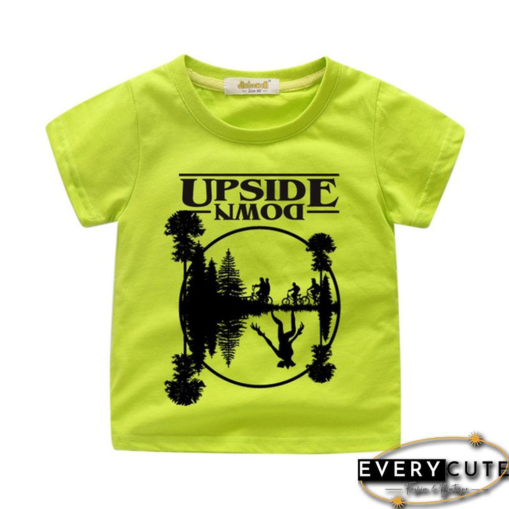 New Fashion Child Round Neck Printed Short-Sleeved Stranger Things Upside Down Graphic T-Shirt