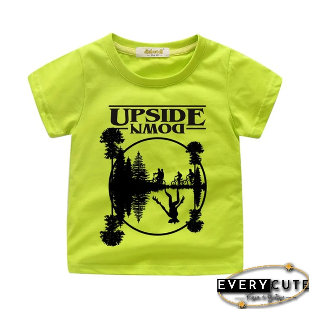 New Fashion Child Round Neck Printed Short-Sleeved Stranger Things Upside Down Graphic T-Shirt