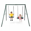 [US Local Warehouse] Swing Set Frame Rust Proof Outdoor Swing Stand Backyard Metal Hammock Stand Set Double Swinging Frame Set for Kindergarten Shopping Mall Park