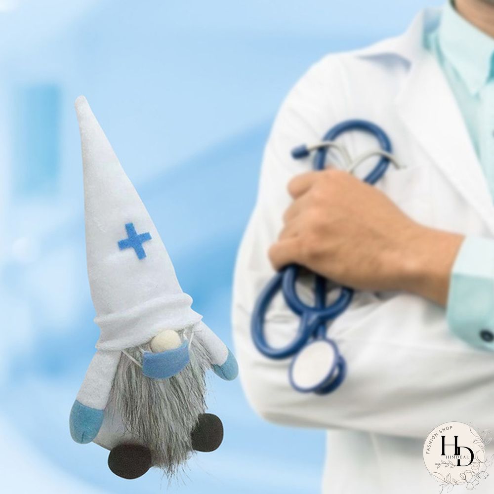 Cute Doctor Nurse Dwarf Doll Ornaments Gnome Handmade Elf Home Farmhouse Kitchen Decor Festive Party Shelf Tiered Tray Decorations Supplies Qee